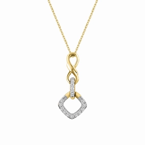 LADIES PENDANT WITH CHAIN 0.10CT ROUND DIAMOND 10K YELLOW GOLD Stylish Gift