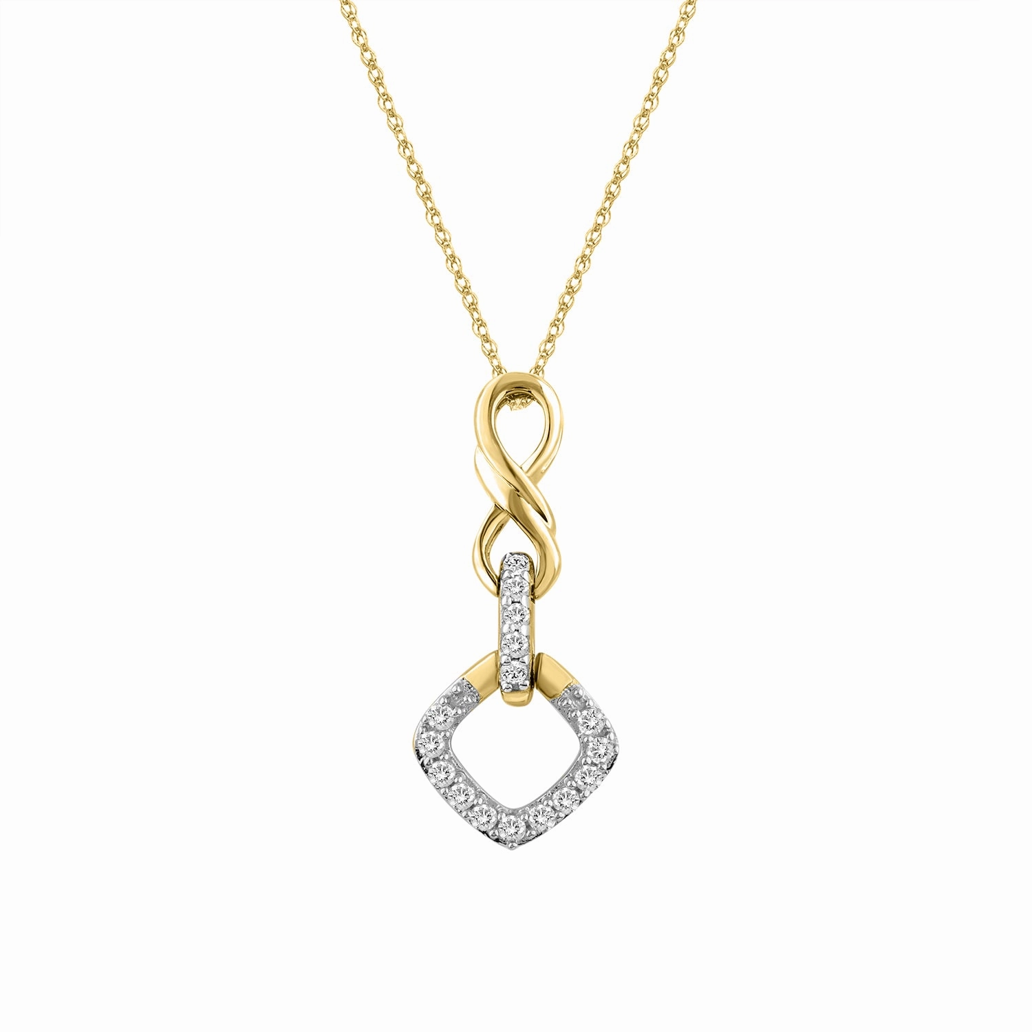 LADIES PENDANT WITH CHAIN 0.10CT ROUND DIAMOND 10K YELLOW GOLD Stylish Gift