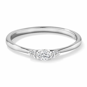 Elegant Shine Opulent Radiance Three Stone Round Brilliant and Oval Cut Lab Grown Diamond Promise Ring