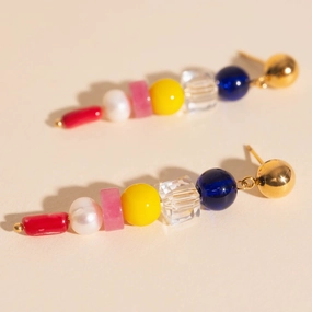 Sparkling Piece Dramatic Flare Sea Glass Dangle Stud Earrings