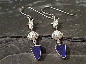 Sea Glass, Sterling Silver Earrings Delicate Charm
