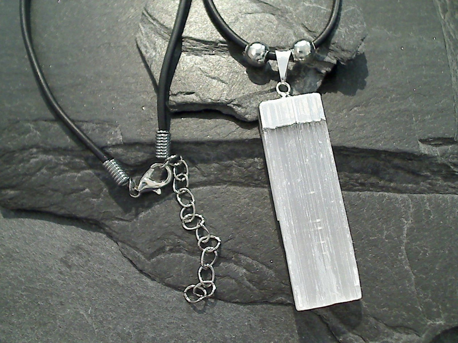 Selenite Blade Necklace - Silver Plated Vibrant Shine Pieces