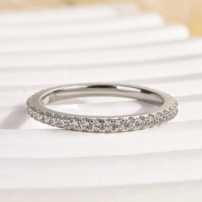 Louily Classic Full Eternity Thin Wedding Band For Women In Sterling Silver Prize Piece