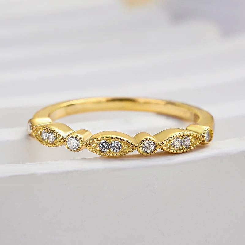 Affordable Art Excellent Adornment Louily Art Deco Half Eternity Women's Wedding Band In Sterling Silver