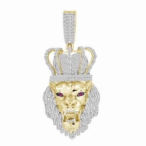 Minimal Charm Gala Look MEN'S CHARM 1.00CT ROUND/BAGUETTE DIAMOND 10K YELLOW GOLD