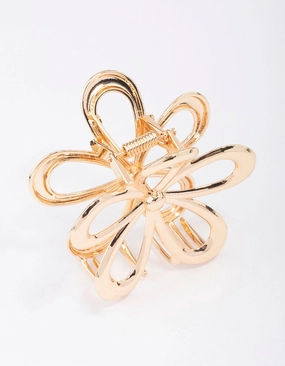 Gold Daisy Flower Hair Claw Clip Petite Shine Everyday Accent