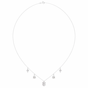 14K WHITE GOLD 3 1/2CT PEAR/HEXAGON/LOZENGE DIAMOND LADIES NECKLACE Minimal Style