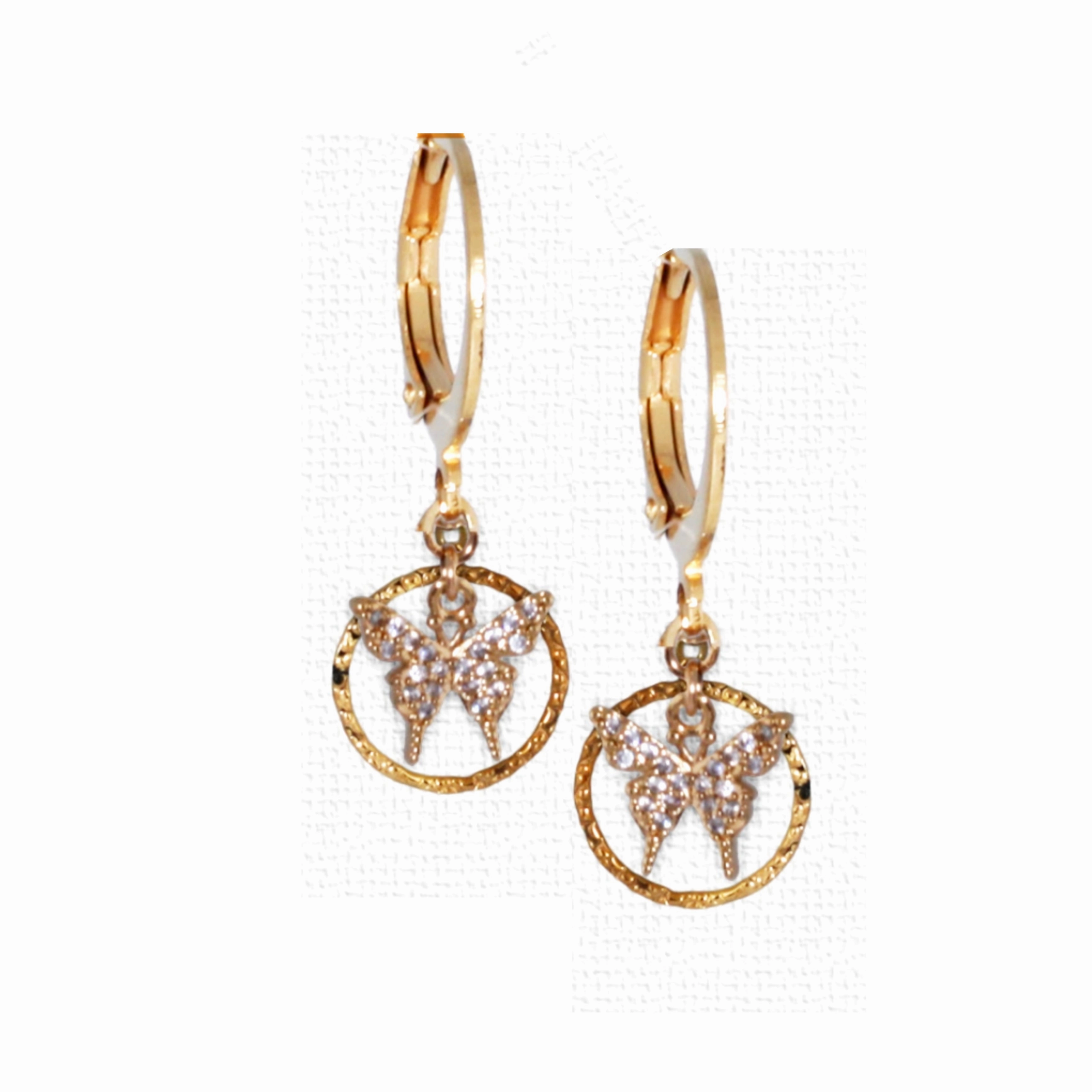 Surgical Steel Hollow Circle With CZ Butterfly Earrings Daily Classic