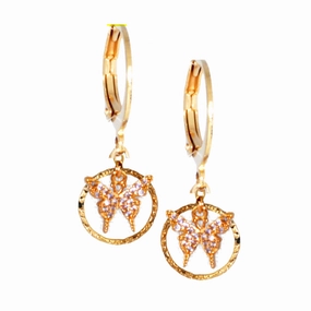 Eye-Catching Detail Surgical Steel Hollow Circle With CZ Butterfly Earrings
