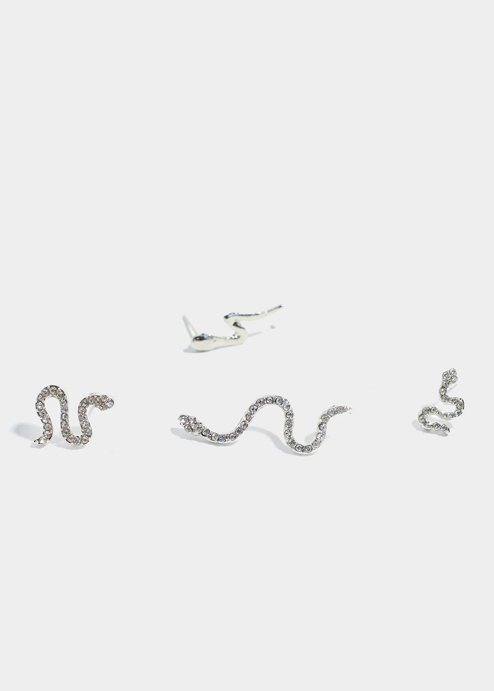 4-Piece Rhinestone-Studded Snake Earrings Fashion Layer
