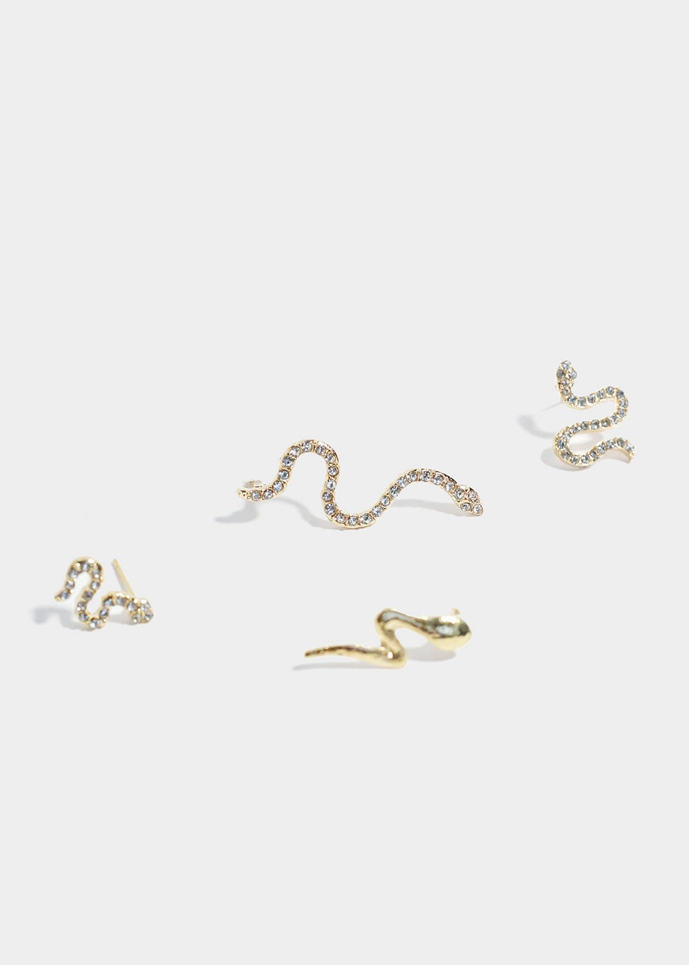 4-Piece Rhinestone-Studded Snake Earrings Luxury Collection Easy Match