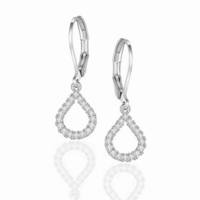 Contemporary Edge Gold Plated Surgical Steel CZ Hollow Teardrop Shape Earrings