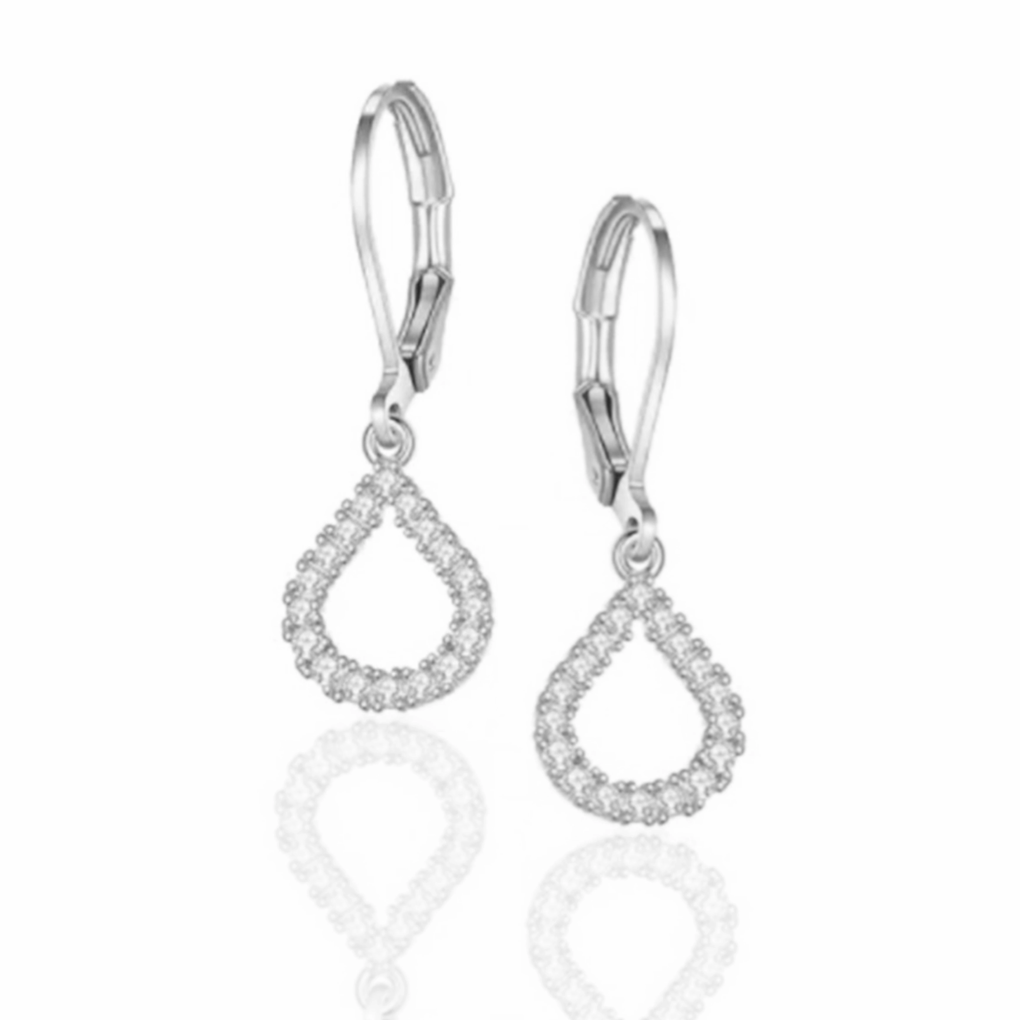 Contemporary Edge Gold Plated Surgical Steel CZ Hollow Teardrop Shape Earrings