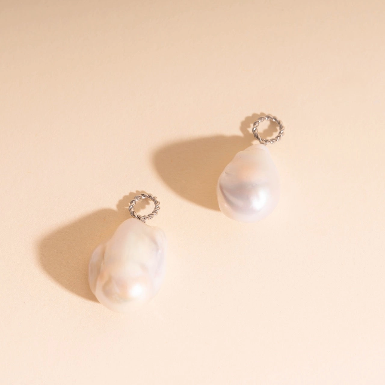 Jumbo Baroque Natural Pearl Huggie Hoop Charms Romantic Vibe Charming Finish