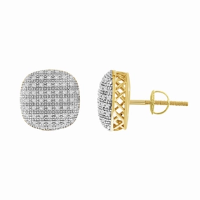 LADIES EARRINGS 0.50CT ROUND DIAMOND 10K YELLOW GOLD Luxe Design