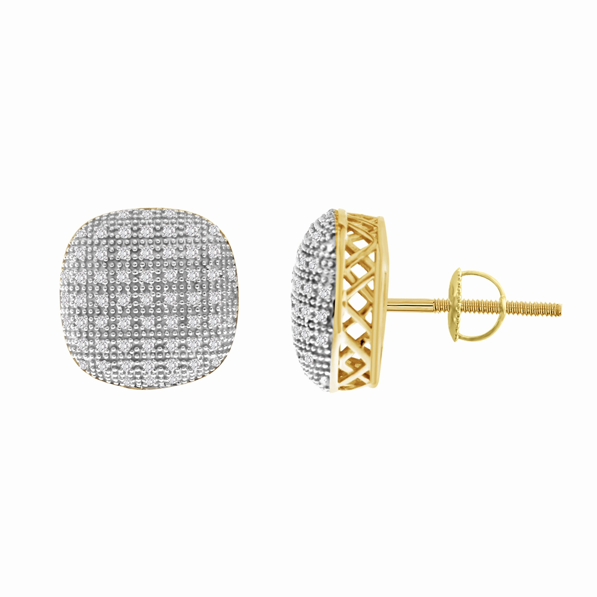 LADIES EARRINGS 0.50CT ROUND DIAMOND 10K YELLOW GOLD Luxe Design