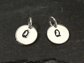 Smooth Detail Subtle Shine Letter Q Charm, Sterling Silver