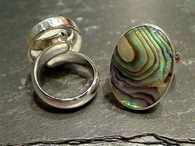 Abalone, Fine Sterling Adj. Size Ring 5MM Band Everyday Pieces Signature Detail