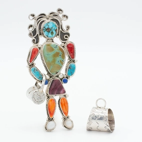 Tonya June Rafael 'Lady June' Multi-Stone Inlay Shepherd's Hook Pendant Sunset Style