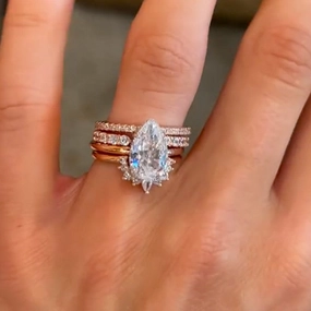 4PC Vintage 4.0Ct Pear Cut Wedding Ring Set Travel Rings In Sterling Silver Fresh Appeal Luxury Craft