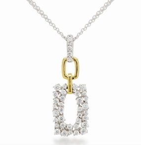 Sterling Silver Rectangular Shaped CZ Two Tone Necklace Chic Appeal