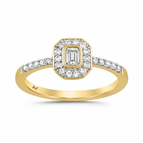 Shimmer Mood Sleek Mood LADIES RING 0.33CT ROUND/EMERALD DIAMOND 14K YELLOW GOLD