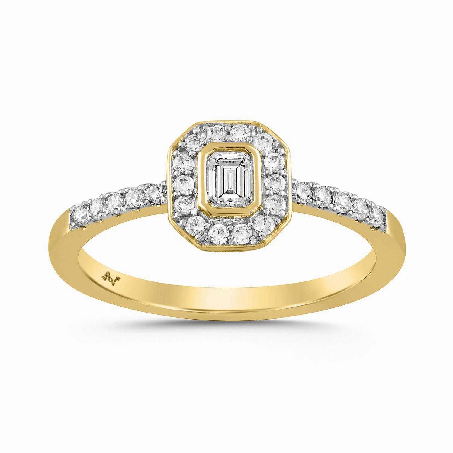 Shimmer Mood Sleek Mood LADIES RING 0.33CT ROUND/EMERALD DIAMOND 14K YELLOW GOLD