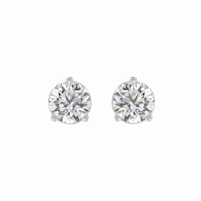 LADIES SOLITAIRE EARRINGS 4CT ROUND DIAMOND 14K WHITE GOLD (CENTER STONE ROUND DIAMOND 2CT ) Structured Design