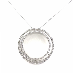 Sterling Silver Swirl Micropave CZ Pendant Necklace Fashion Edit