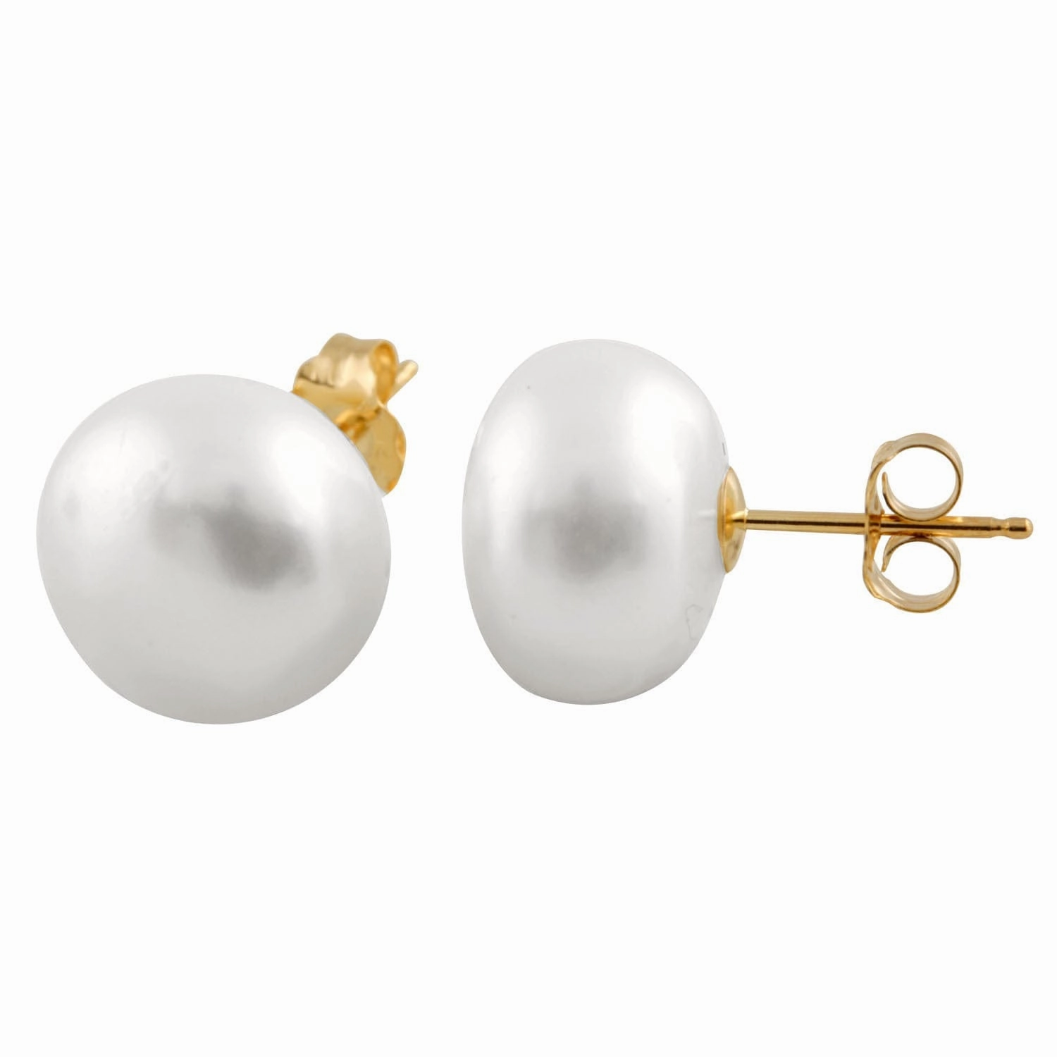 Freshwater Button Pearl Studs With 14k Gold Earring Backs Fashion highlight Charming Jewelry Design