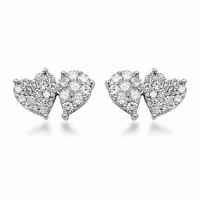 Radiant Moment 14K Gold Diamond Heart and Teardrop Shaped Stud Earrings