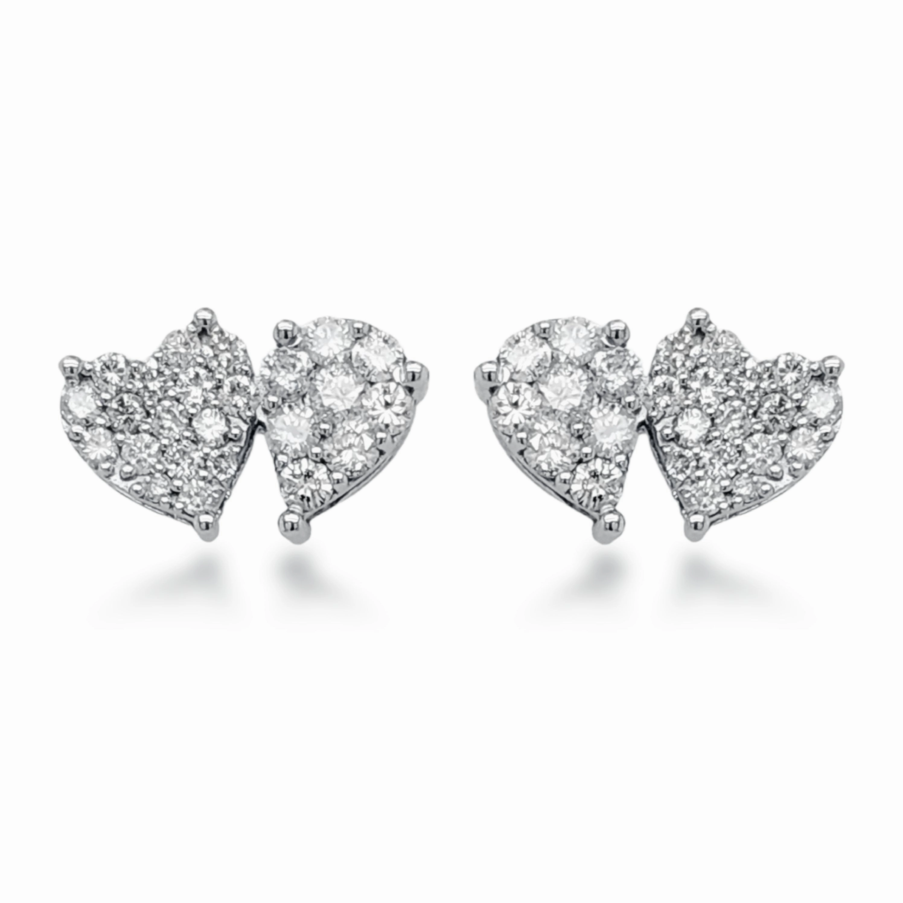 Radiant Moment 14K Gold Diamond Heart and Teardrop Shaped Stud Earrings