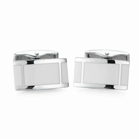 Charming Glow Timeless Trend Silver Color Rectangular Cufflinks with 3 Panel Enamel Design