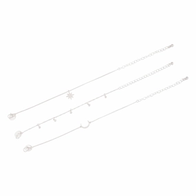 Silver Cubic Zirconia Star Friendship Bracelet Pack Meritorious Amalgamations Clear Horizon