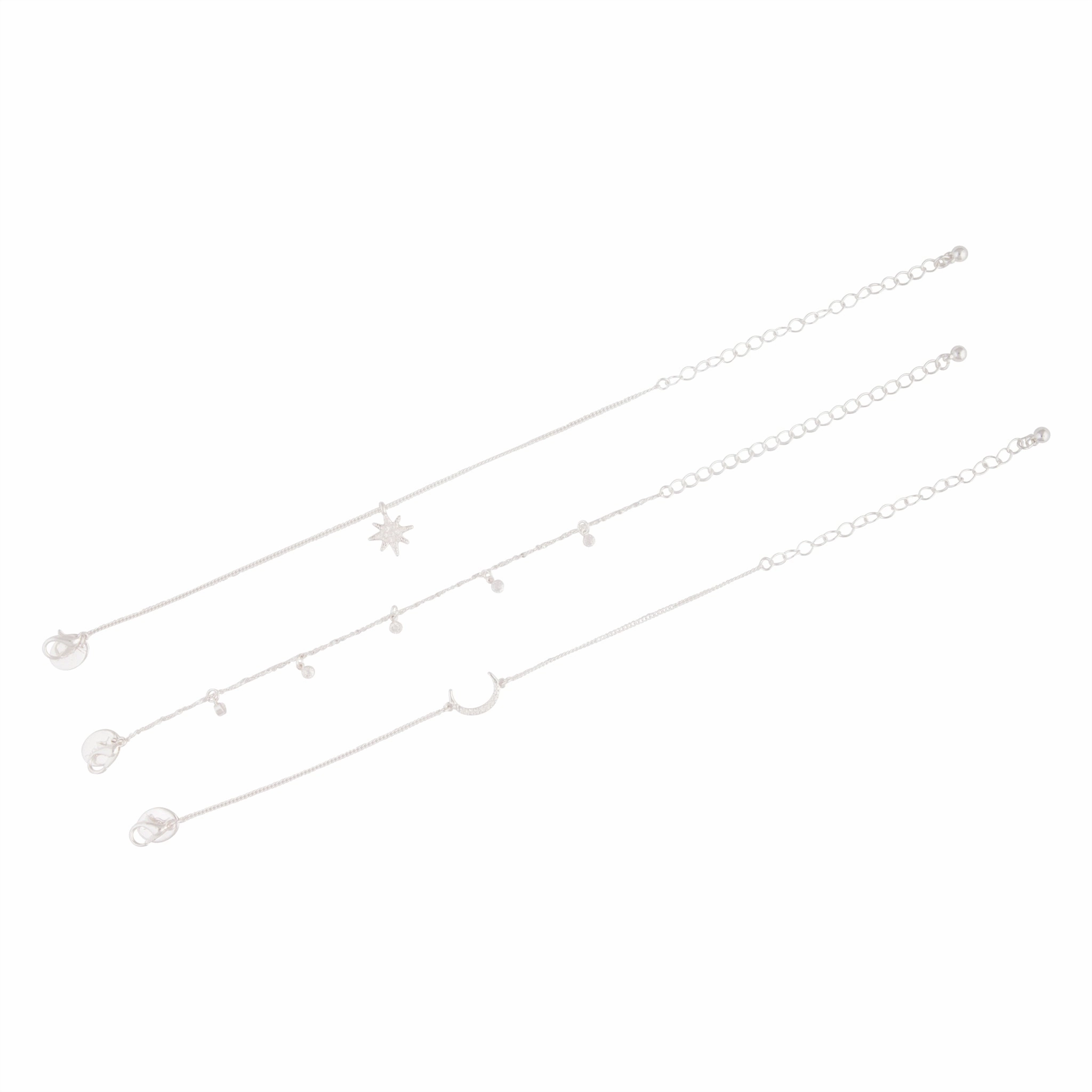 Silver Cubic Zirconia Star Friendship Bracelet Pack Meritorious Amalgamations Clear Horizon