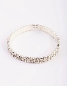 Collector's Items Silver Diamante Stretch Bracelet