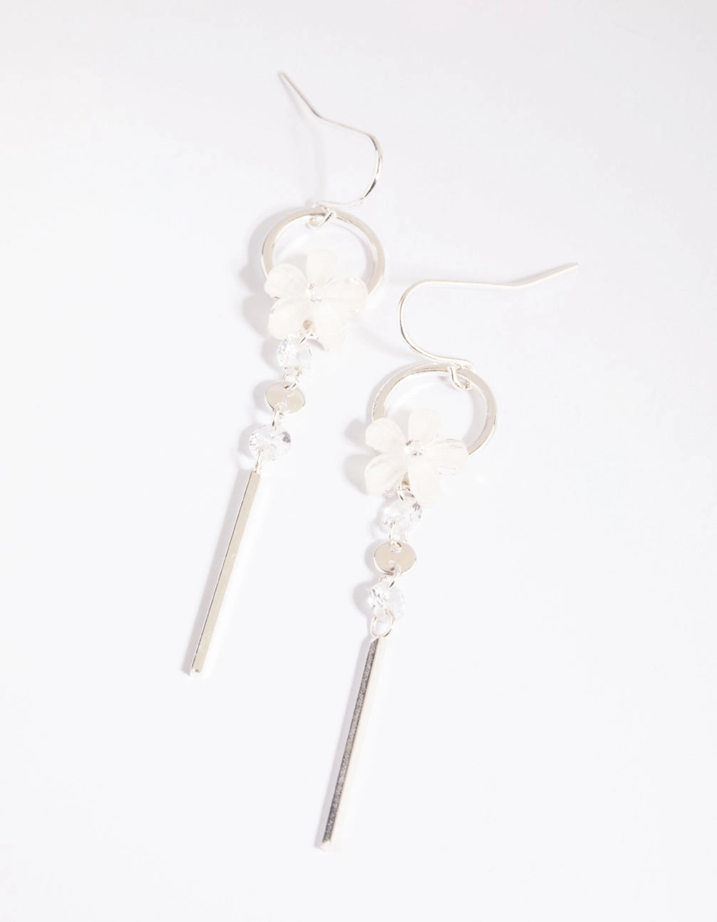 Sophisticated Accent Silver Flower Drop Earrings