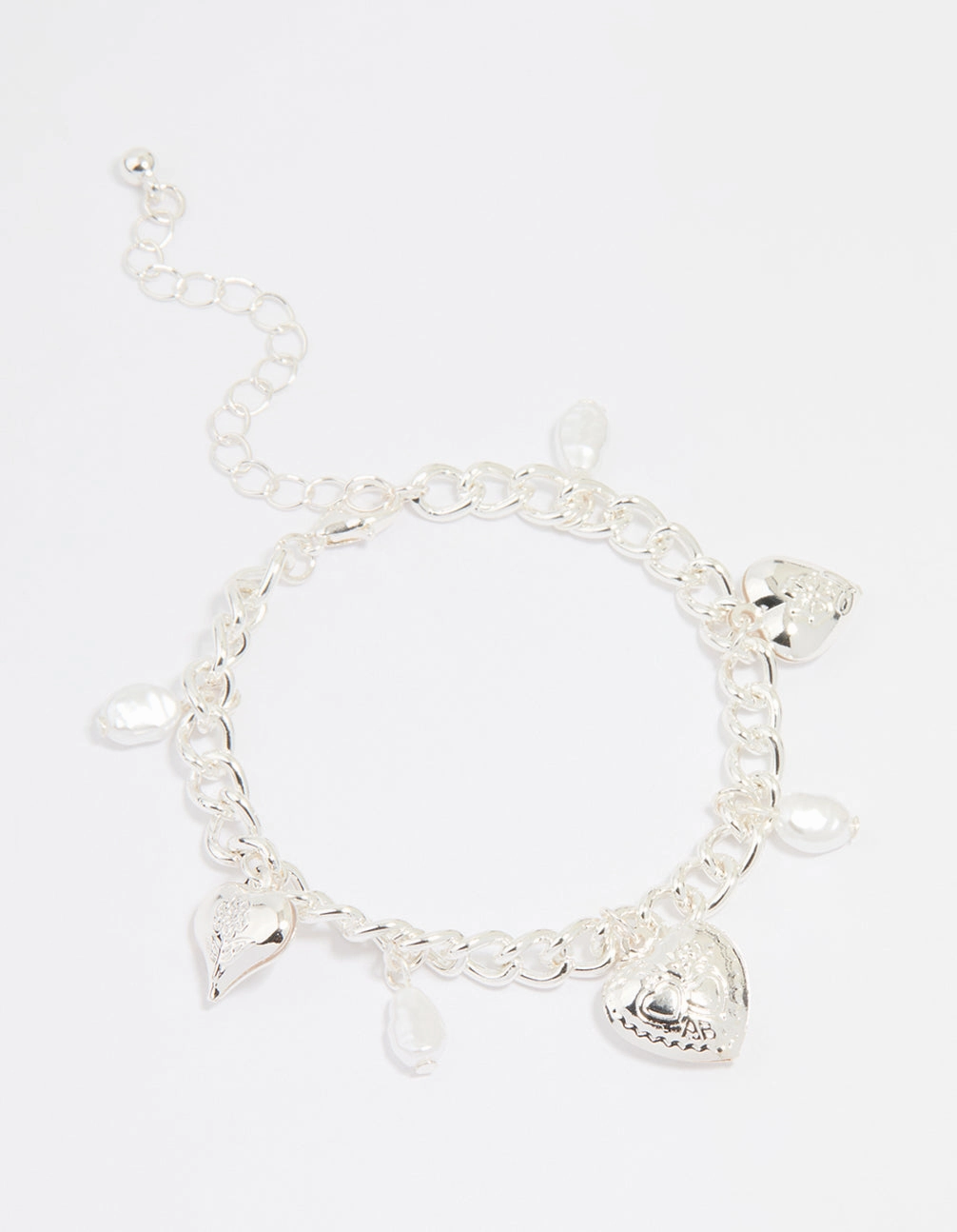Silver Pearl Heart Charm Bracelet mood enhancer