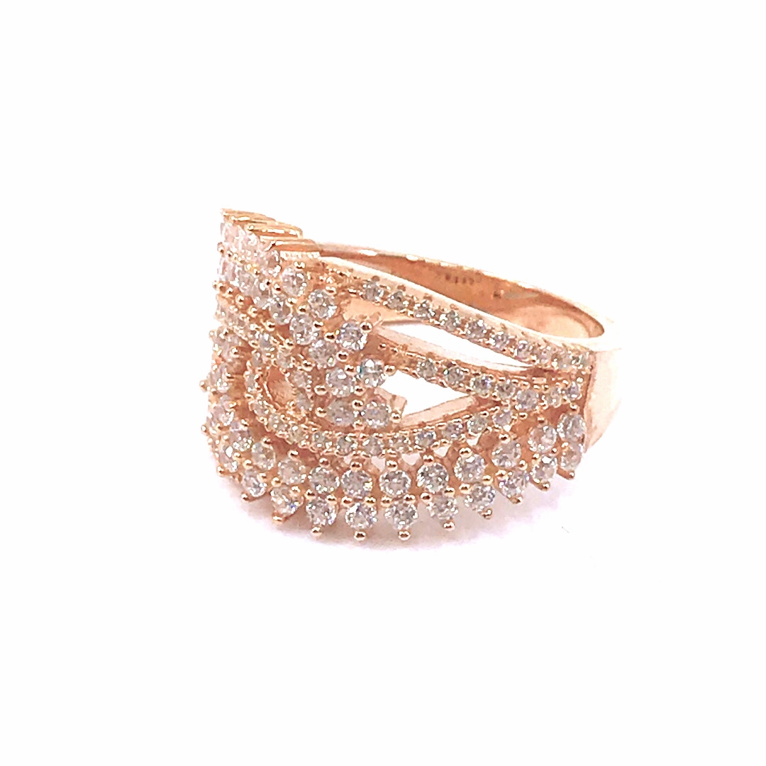 Sterling Silver Multicolor Micropave CZ Interlocking Ring Elegant Creations