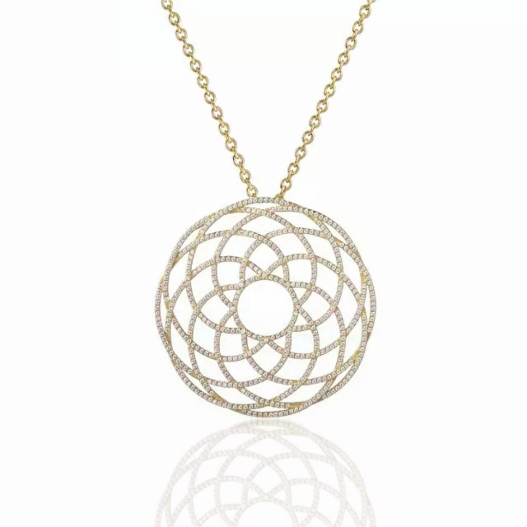 Sterling Silver Interlocking Circles Pendant Necklace Romantic Moment Pastel Palette