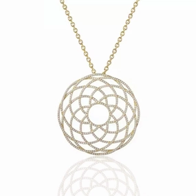 Sterling Silver Interlocking Circles Pendant Necklace Romantic Moment Pastel Palette