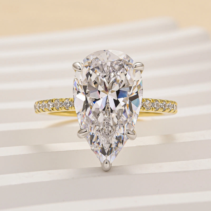 Simple Piece Louily Excellent Yellow Gold Pear Cut Engagement Ring For Women