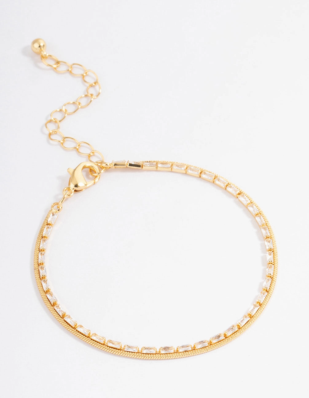 Gold Plated Cubic Zirconia Dainty Baguette Layered Tennis Bracelet Futuristic Trends Smooth Amalgamations