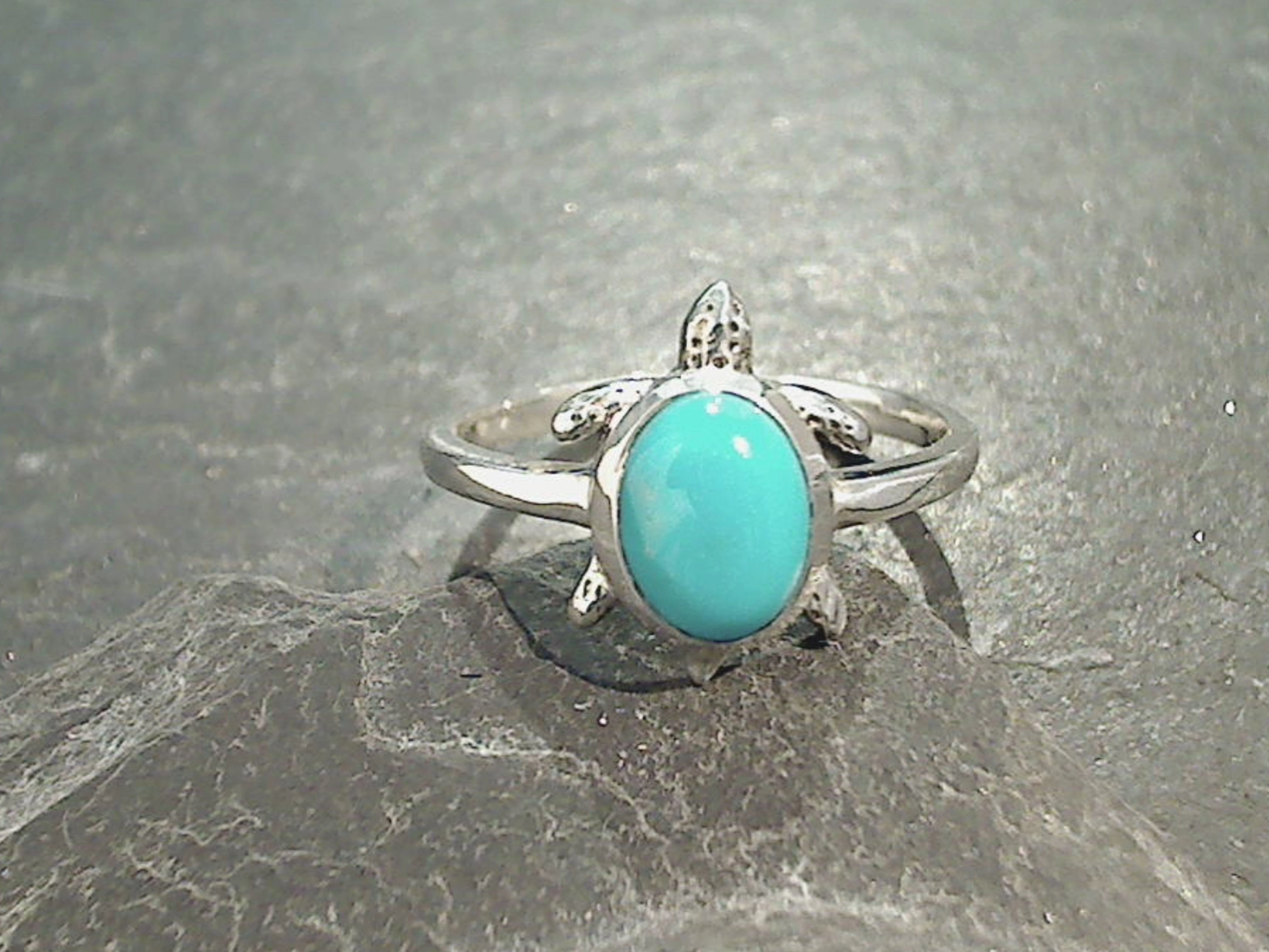 Size 5.25 Turquoise, Sterling Silver Sea Turtle Ring Dusk Mood