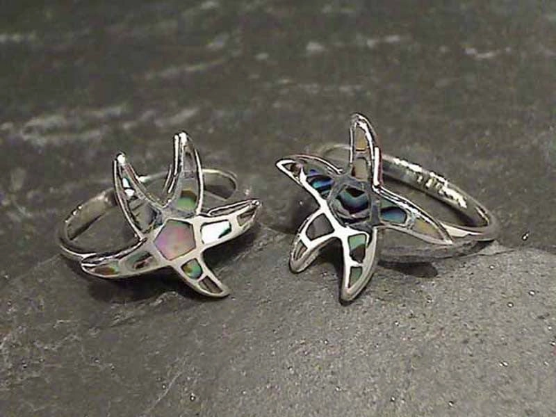 Size 6 Abalone Sterling Silver Ring Gifting Light Modern Pair