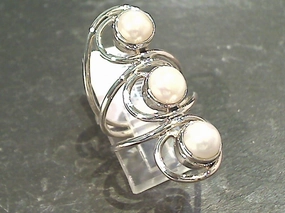 Size 9 Pearl, Sterling Silver Ring Wedding Ensemble
