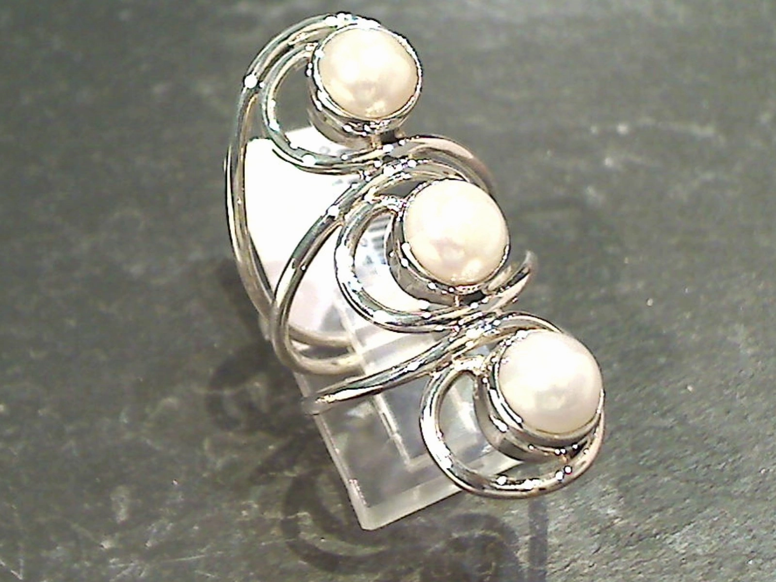Size 9 Pearl, Sterling Silver Ring Wedding Ensemble