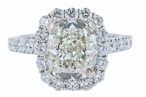 Economical Adornment petite size 4.02 ct 5.17 ctw Cushion Cut Diamond Engagement Ring 18k white gold