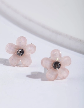 Precious Touch Precious Pieces Pink Pretty Flower Stud Earrings