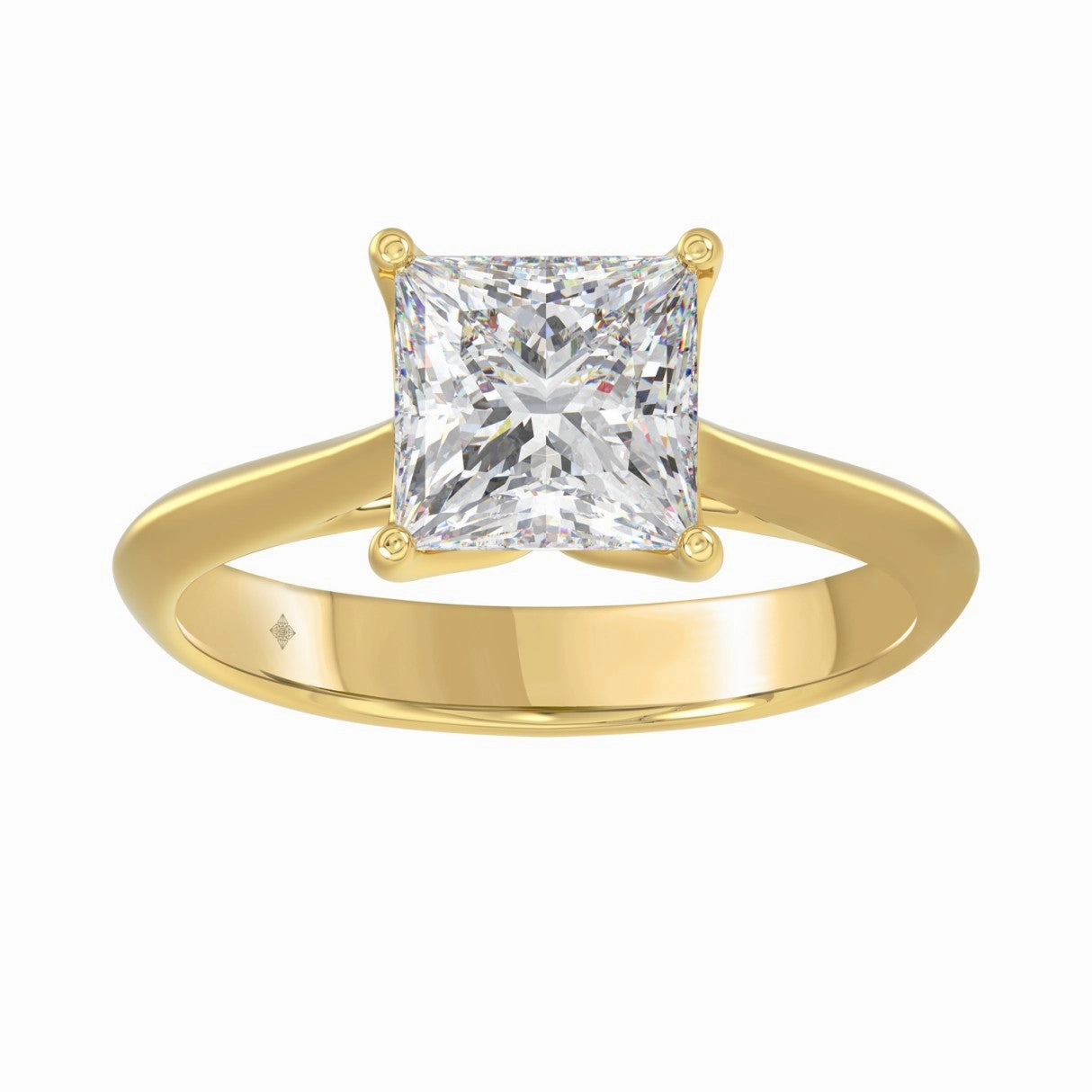 Subtle Pop Daily Fashion LADIES SOLITAIRE RING 2 1/2CT PRINCESS DIAMOND 14K YELLOW GOLD